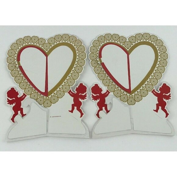 Vintage 80s Beistle Valentine Heart Cupid Art Tissue Honeycomb Centerpiece x 2 - Picture 4 of 12